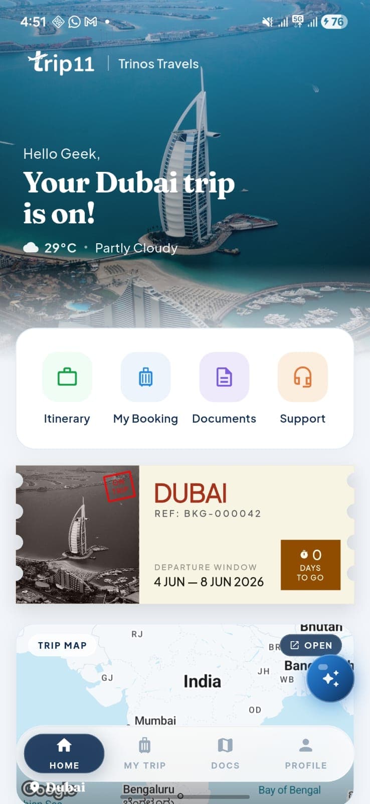 Trip11 mobile app screenshot