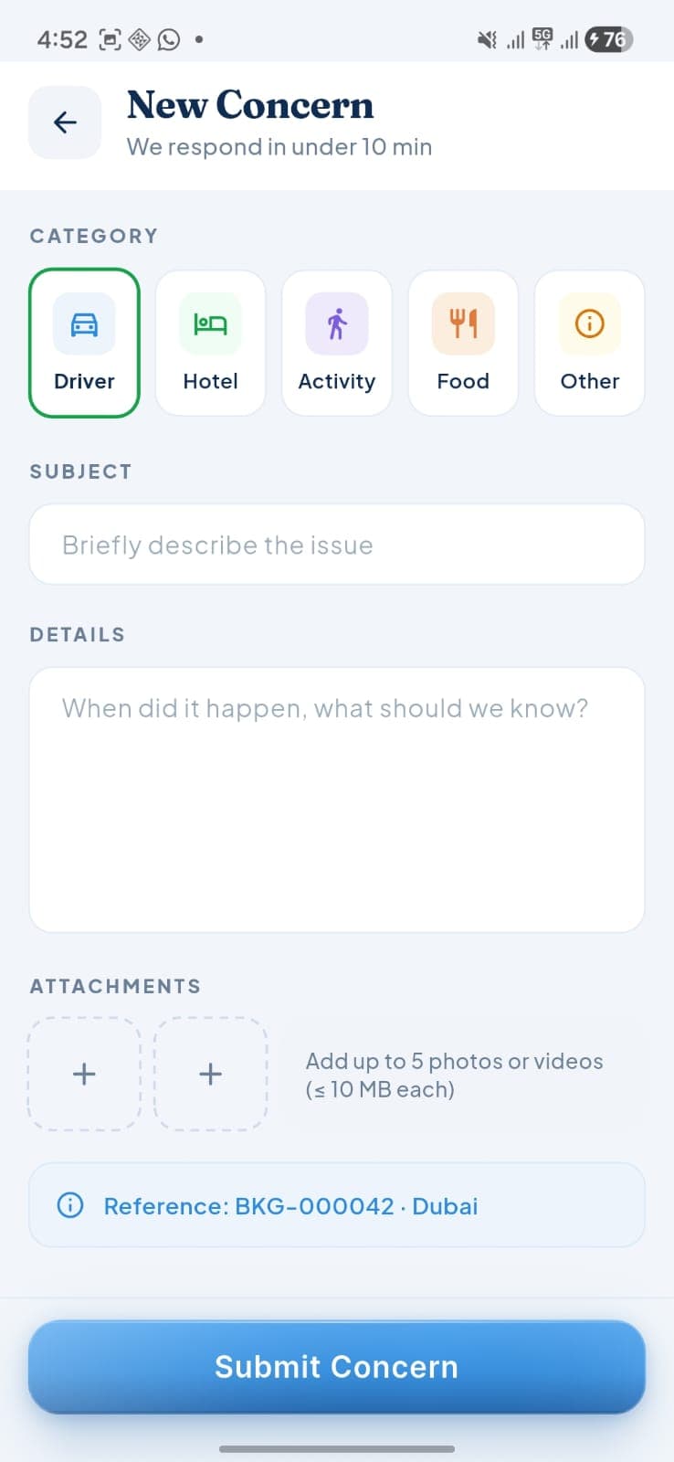 Trip11 mobile app screenshot