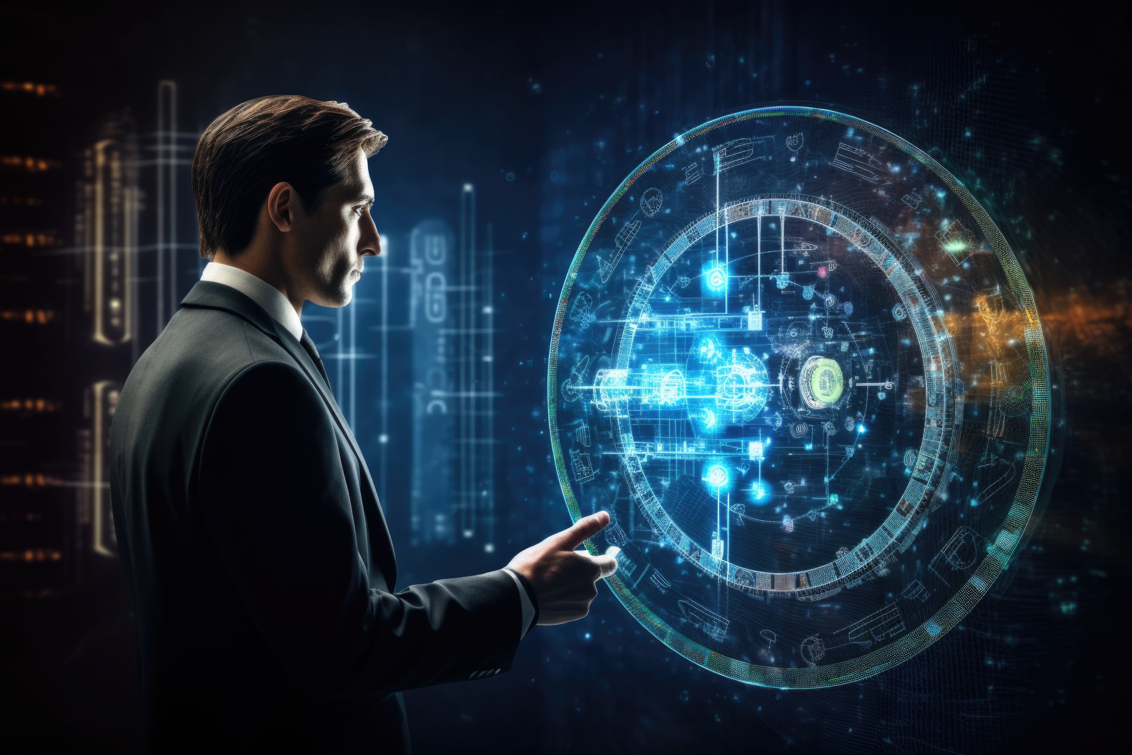 Aerial view of business team collaboration